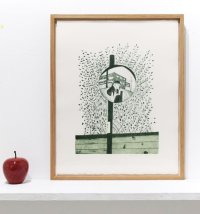 箕輪麻紀子リトグラフ作品『カーブミラー』
